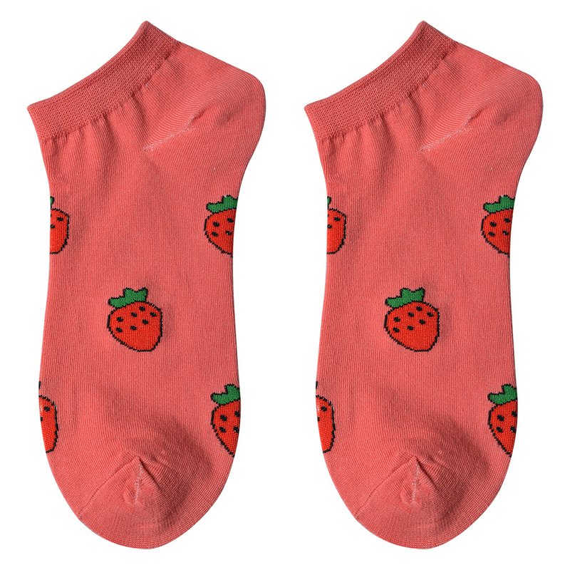 Grappige Sokken one size Rood Polyester Aardbeien