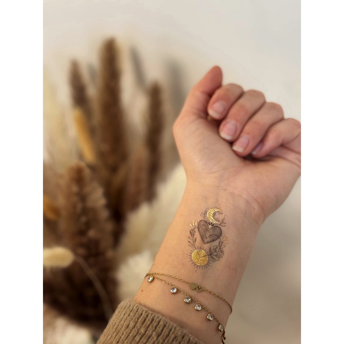 Sioou temporary tattoo - Moon heart sun x5