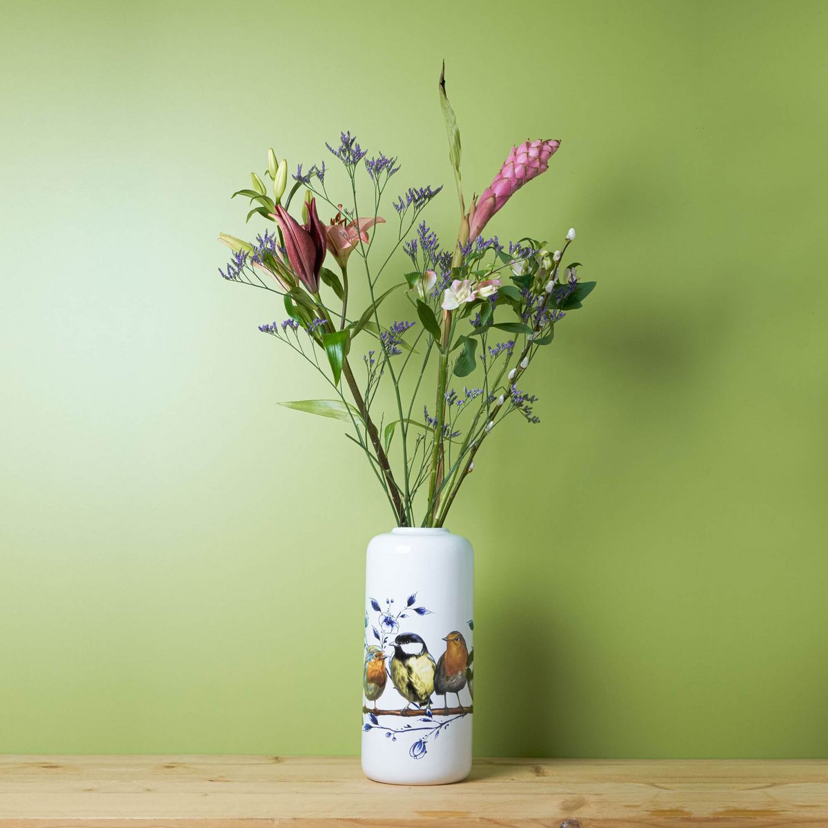 Vase cylindrique Oiseaux de la forêt