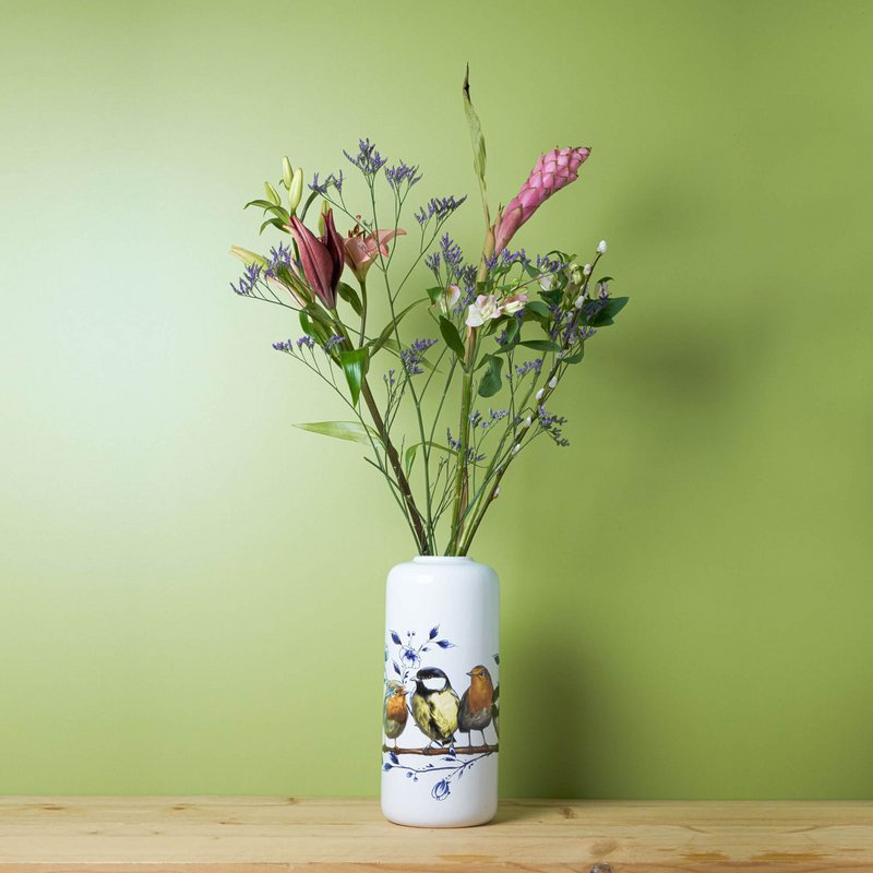 Vase cylindrique Oiseaux de la forêt