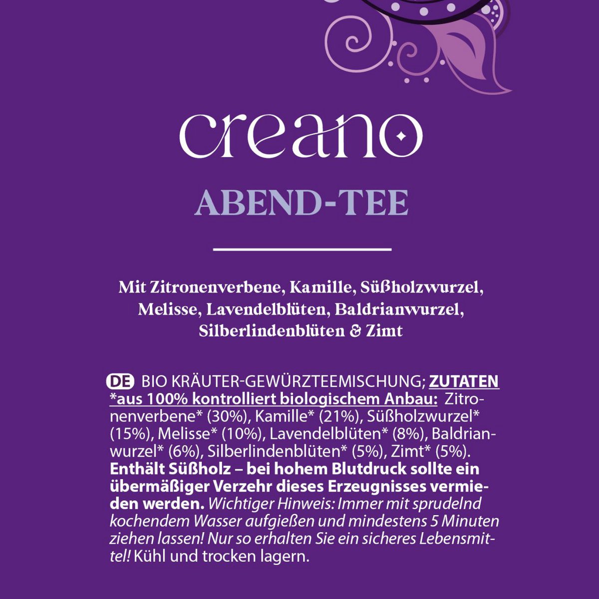 Creano Bio-Teebeutel Abend-Tee 20er Pack