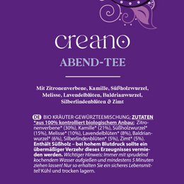 Organiczna herbata Creano w torebkach na wieczorną herbatę, opakowanie 20 sztuk