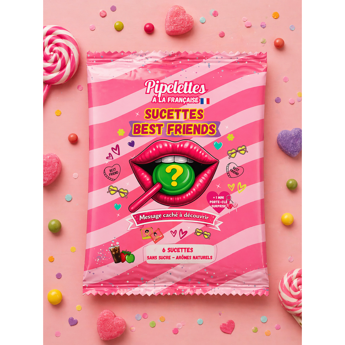 Box of personalized lollipops with “BEST FRIENDS” theme