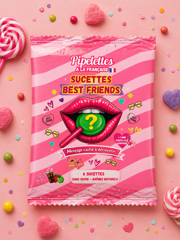 Box of personalized lollipops with “BEST FRIENDS” theme