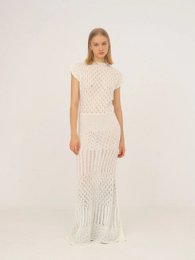 Sappy White Knit Maxi Kjole