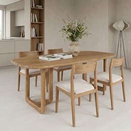 Sedia da pranzo in teak Freya - Crema