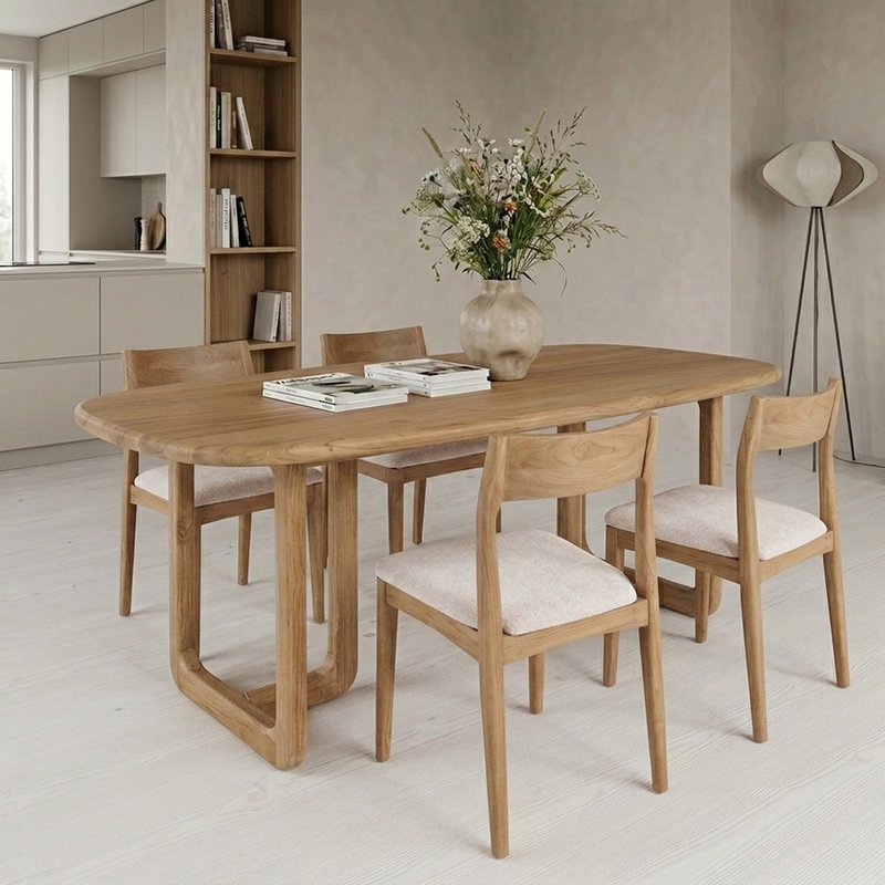 Sedia da pranzo in teak Freya - Crema