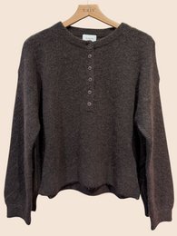 Pull col boutonné manches ballon en alpaga