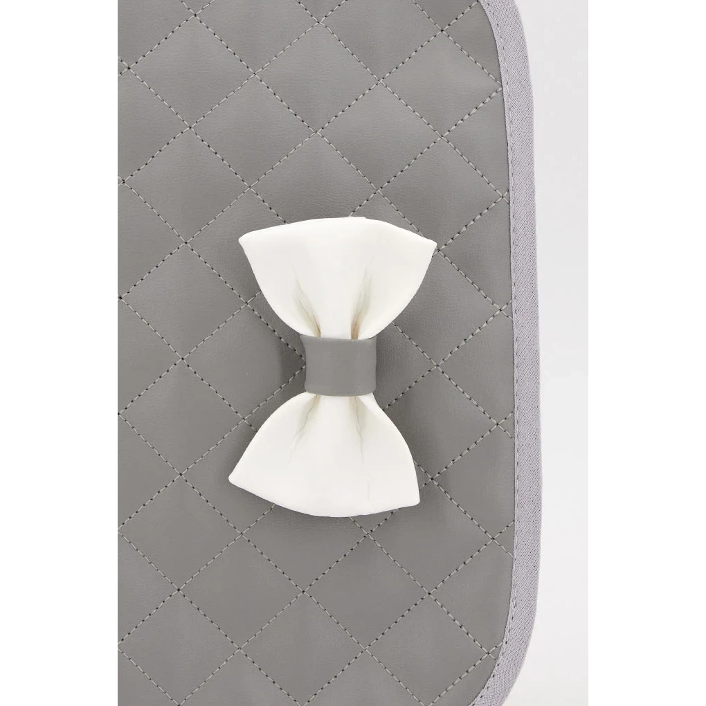 Porte-documents matelassé pour bébé avec nœud, gris