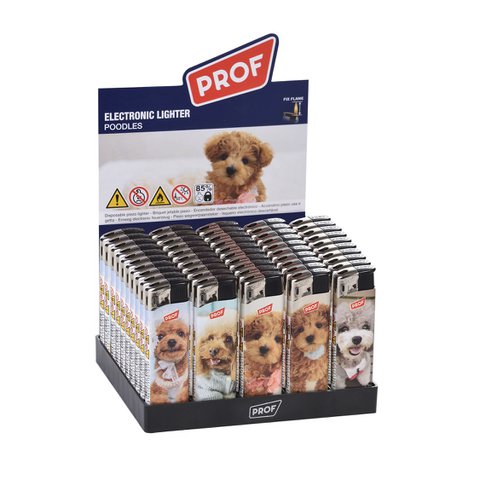 PROF Fix Flame Electronic Lighter Poodle Pattern