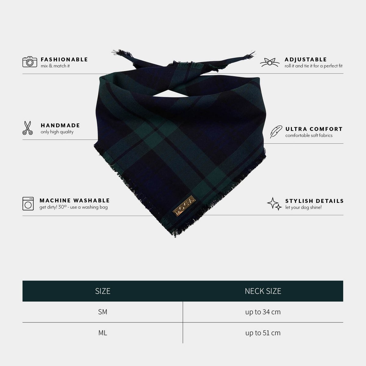 Bandana para perro Mossy Tartan