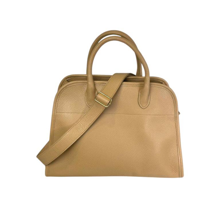 Grote Italiaanse leren draagtas voor dames met korte hengsels B2B 57897