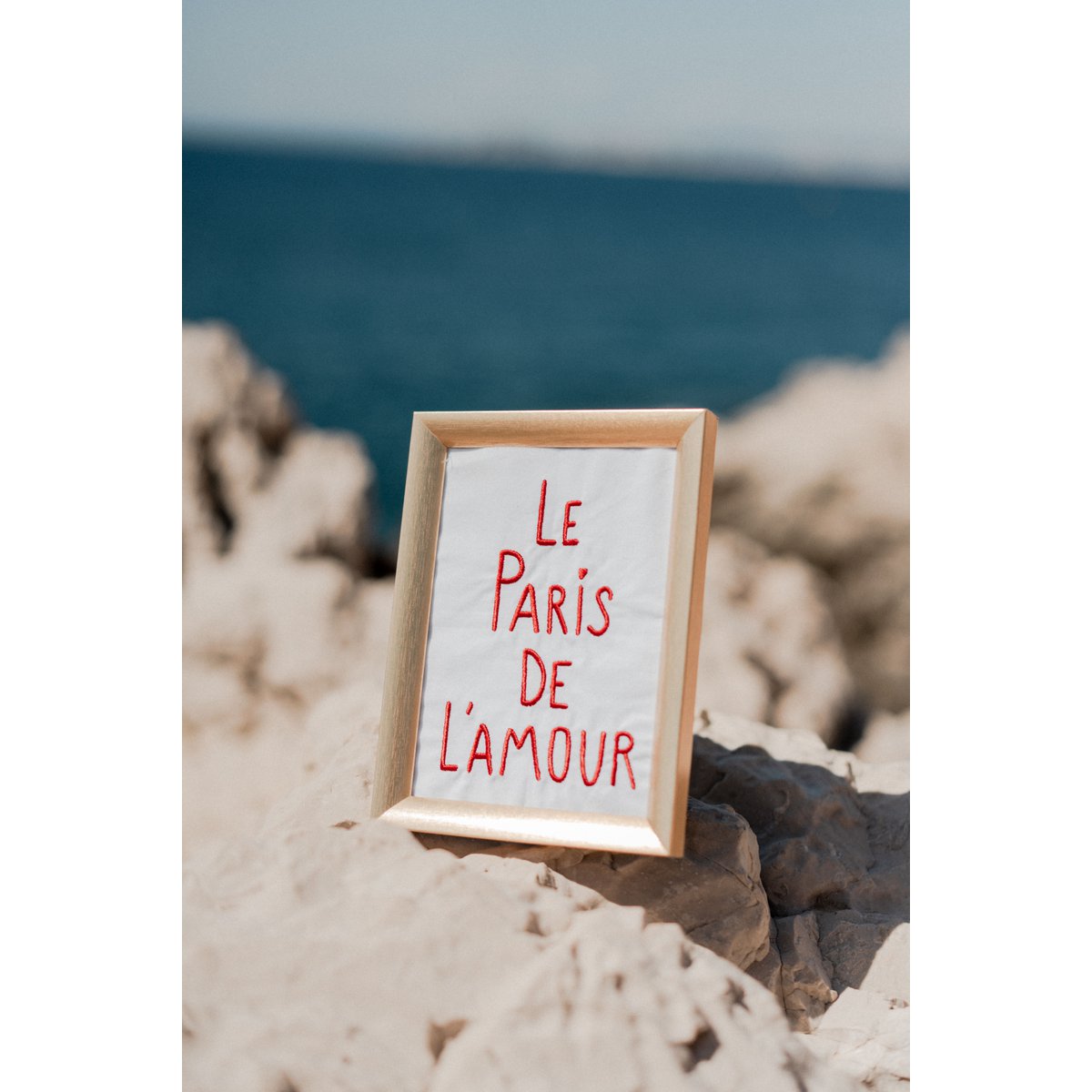 Paris in embroidered cotton frame
