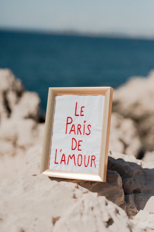 Paris in embroidered cotton frame