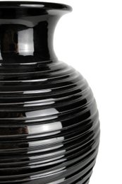 Ceramic vase black 36 cm with ring pattern