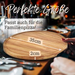 Pizza board/pizza plate 'Mario' 2 Set round with pizza cutter [⌀35cm tall] made of FSC®-certified acacia wood