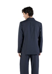 Blazer slim fit en laine tissé bleu sur bleu Fabriqué en Italie