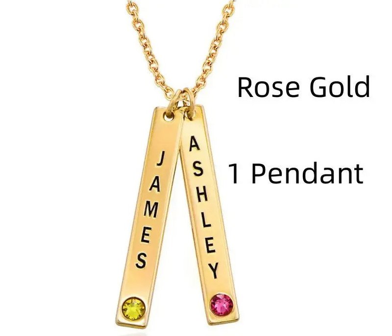 Personalisierte vertikale Halskette, Muttertagsgeschenk