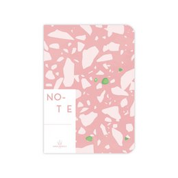 Spiral notebook with colorful geometric patterns and lines. Suitable for school, office, or personal use.