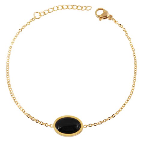 Akzent Armband aus Edelstahl, farbiger Besatz, ionenplattiert, goldfarben/schwarz