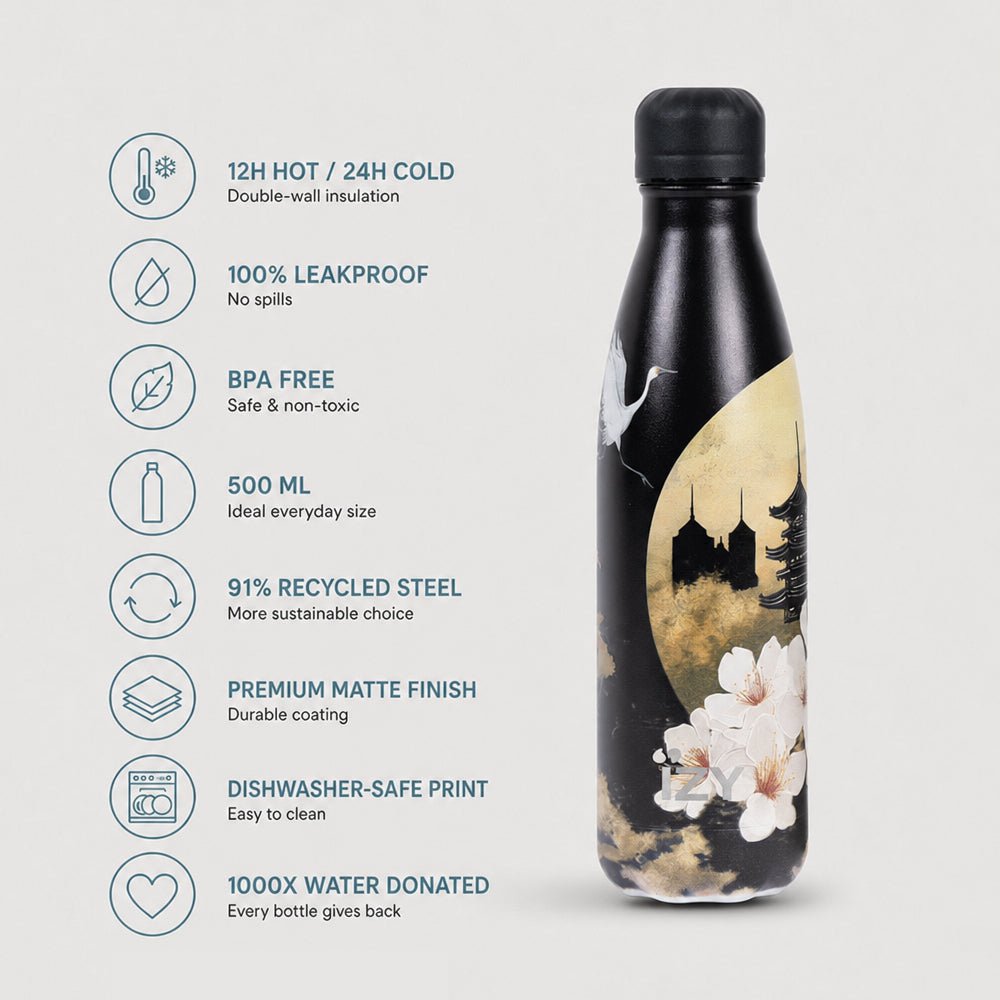 IZY Thermos Bottle - Golden Blossom - 500Ml To-Go Insulated Water Bottles