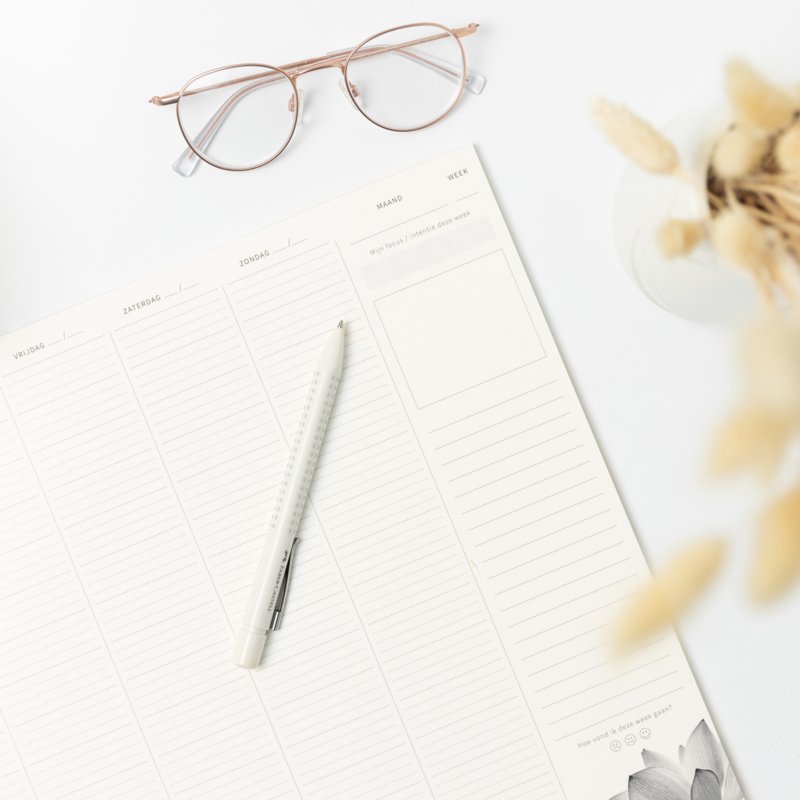 Prikkelarme A3 weekplanner / deskplanner 'Lotus' schrijfblok