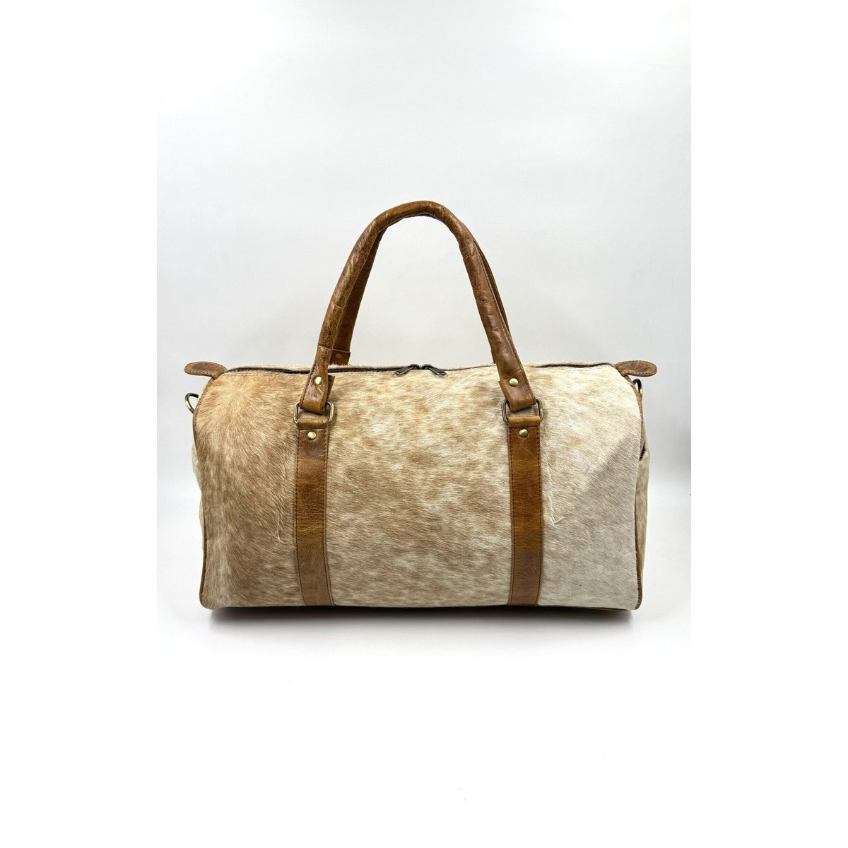 Handmade Leather & Natural Fur Travel Bag – Artisan 46cm “Apex” Duffle & Unique Unisex Weekender