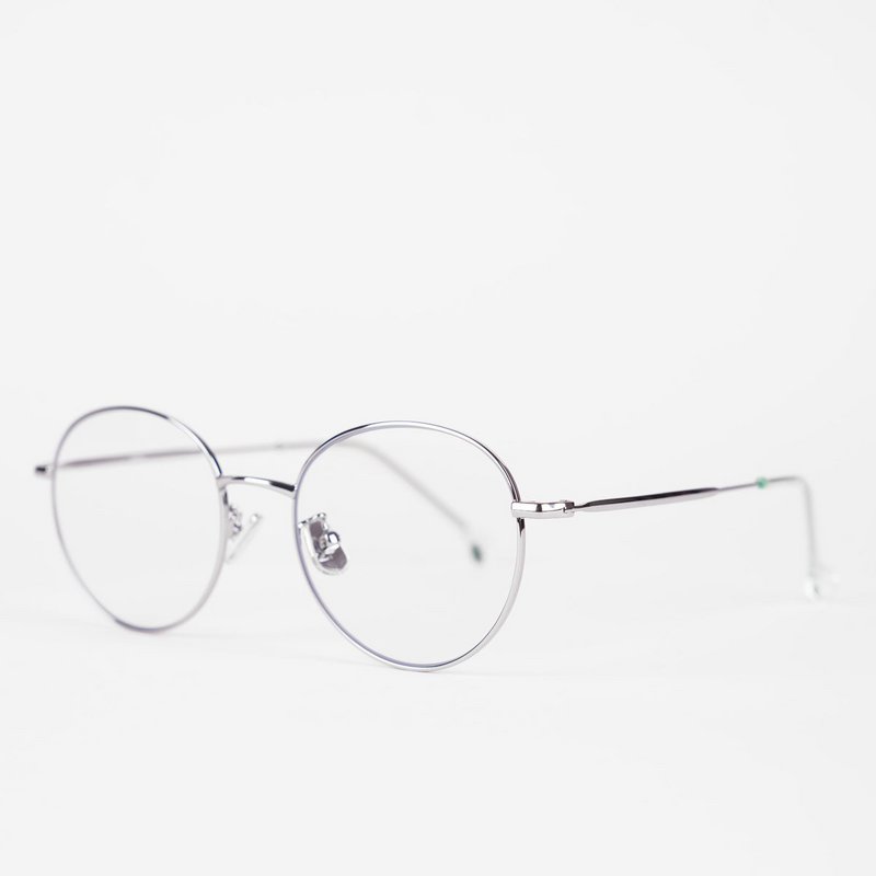 Brooklyn model blue light blocking glasses, metal frame, silver color