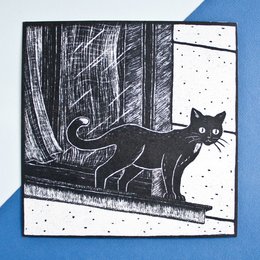 Pocztówka | kot w oknie