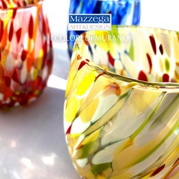 6 Big Colombina vand Big Colombine Bold og håndhåndet med Murrine di Murano, "I Colori di Murano" 435 Ml Line. Lavet i Italien