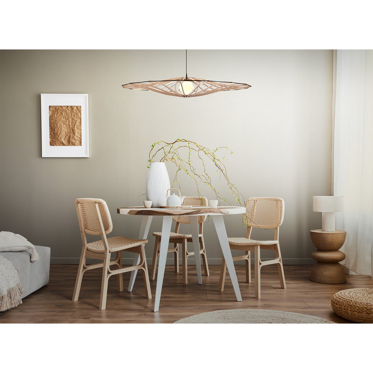 Ophæng D104cm TWIST - Sort elastik - sort bomuldsmetalsæt med diffuser
