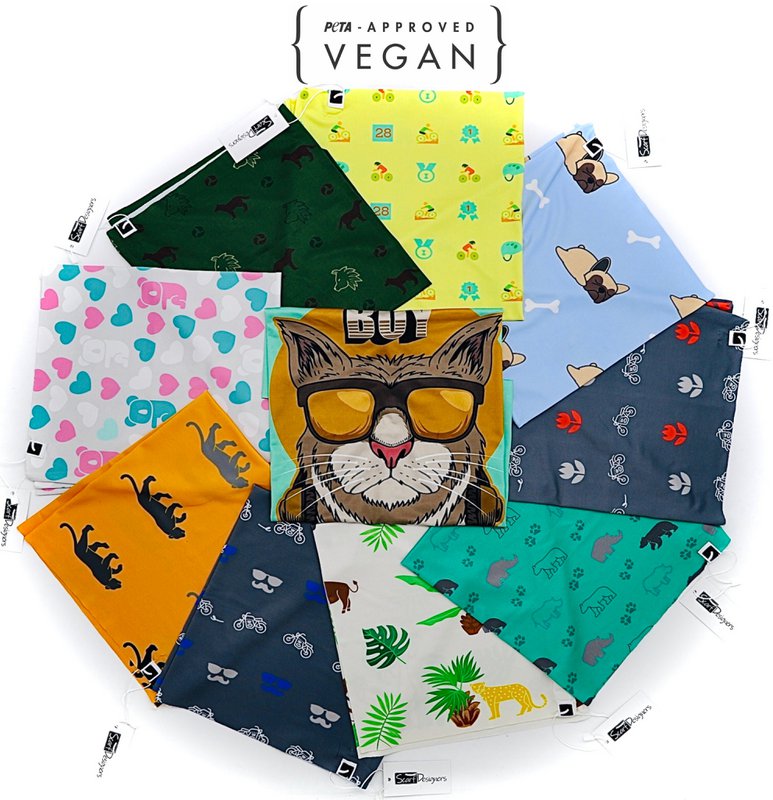Bandana de polyester recyclé avec motif de cactus en bleu
