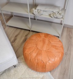 Leder Pouffe - Sandbraun (XL)
