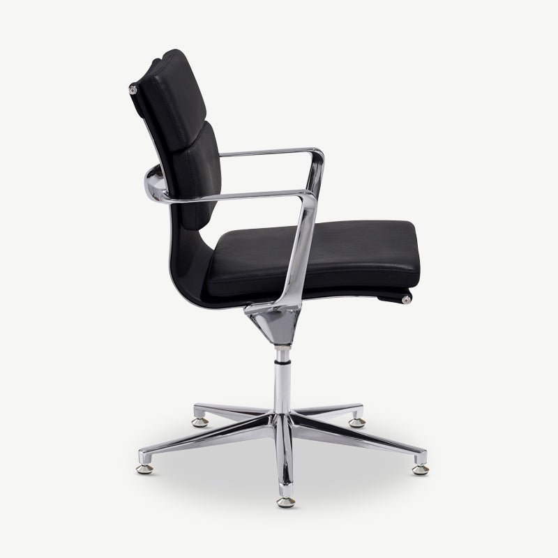 Lucas Conference Chair, Black Leather & Chrome