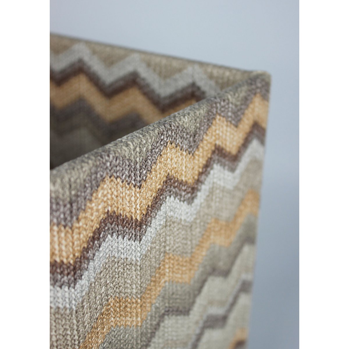 Corbeille à papier motif carré zigzag marron poubelle simili cuir