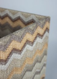 Corbeille à papier motif carré zigzag marron poubelle simili cuir