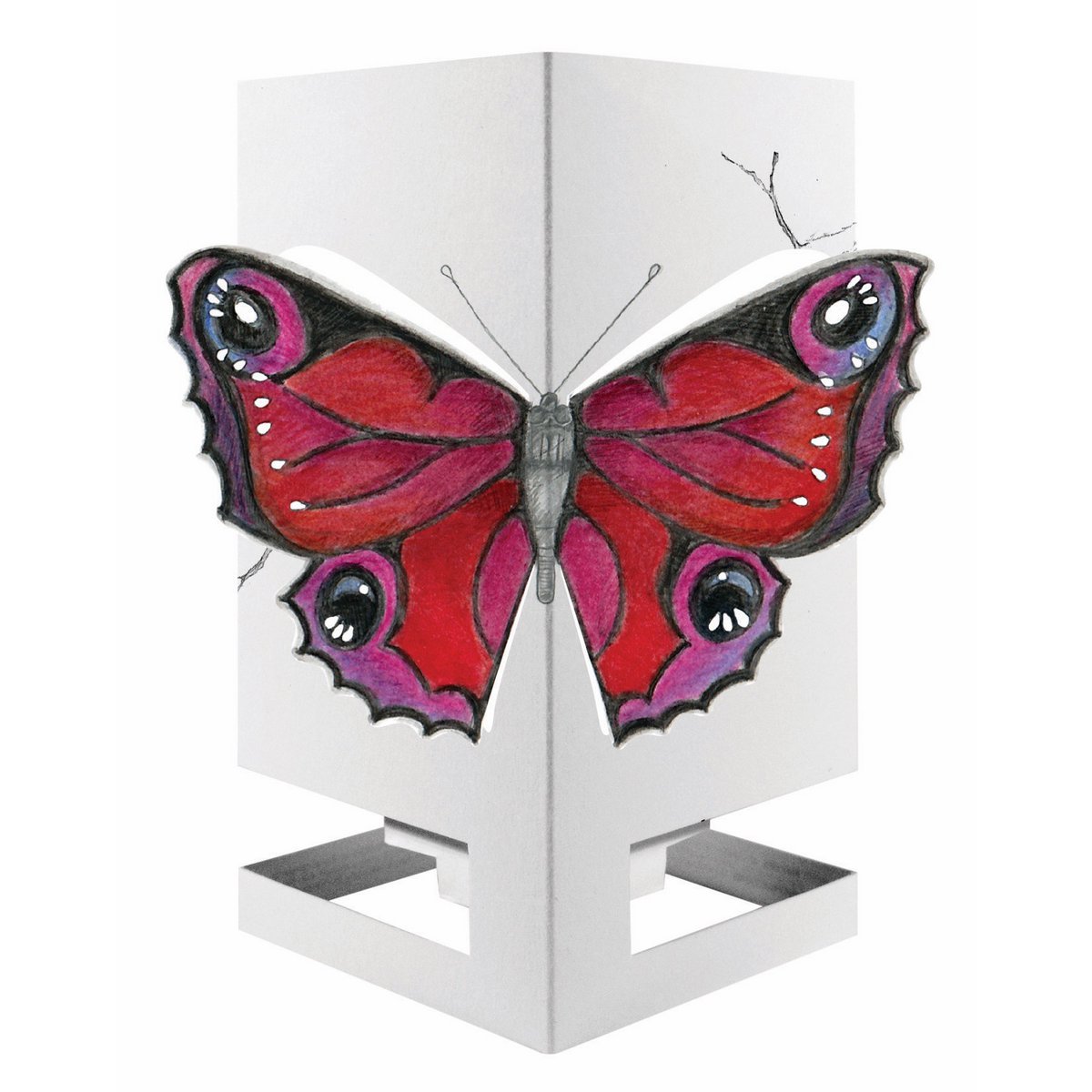 CARDLE Butterfly Red (Bright Butterfly) - Portavelas Tarjetas de felicitación