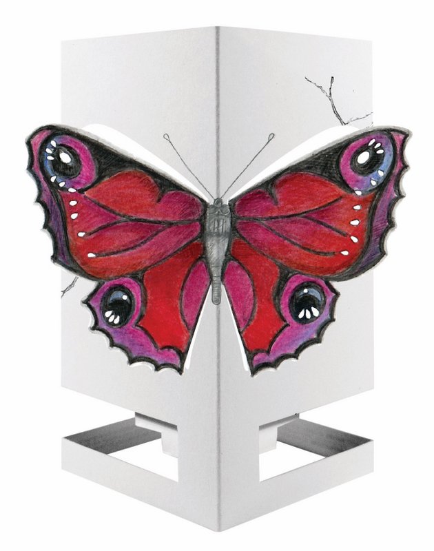 CARDLE Butterfly Red (Heller Schmetterling) - Kerzenhalter-Grußkarte