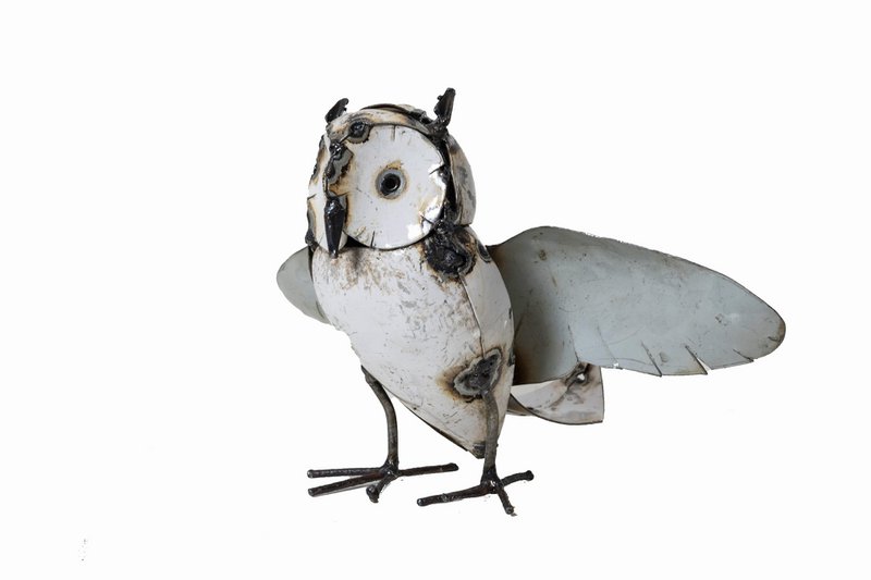 GUFO BIANCO IN METALLO ZIMBA-ARTS ALI APERTE