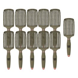 A set of 10 black and white checkered hairbrushes with plastic handles. The brushes have a rectangular shape and appear to be made of a durable material, likely plastic or wood. The brushes are arranged in a grid pattern, showcasing their uniform design.