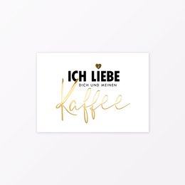 Postkort "Jeg elsker kaffe" A6 med guldfolie