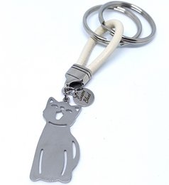 leren sleutelhanger hond of poes