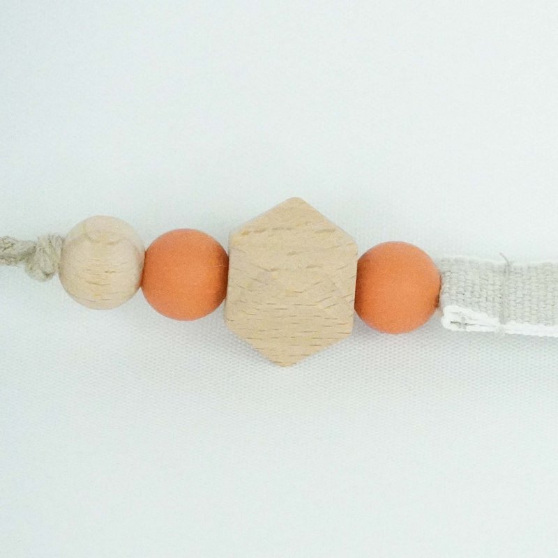 Pacifier ribbon linen natural wood rust OK 3548