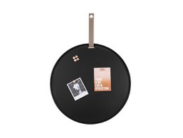Round mint green memo board with metal frame and clips for holding notes and photos.