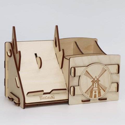 CoolCuts Mill Desk Organizer Including Mobile / Tablet Holder Clear Wood