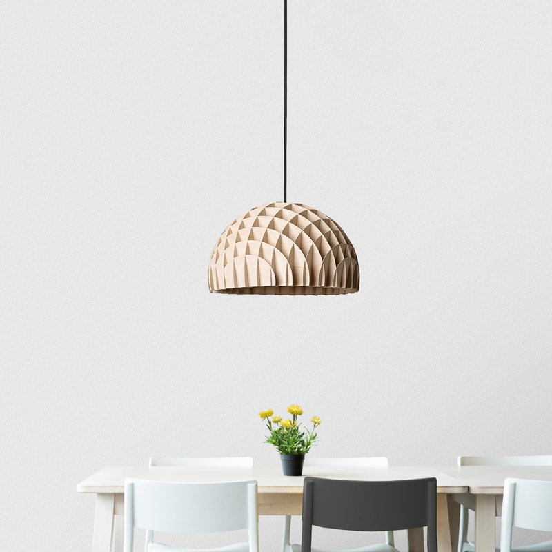Lampada da soffitto a sospensione ad arco in compensato