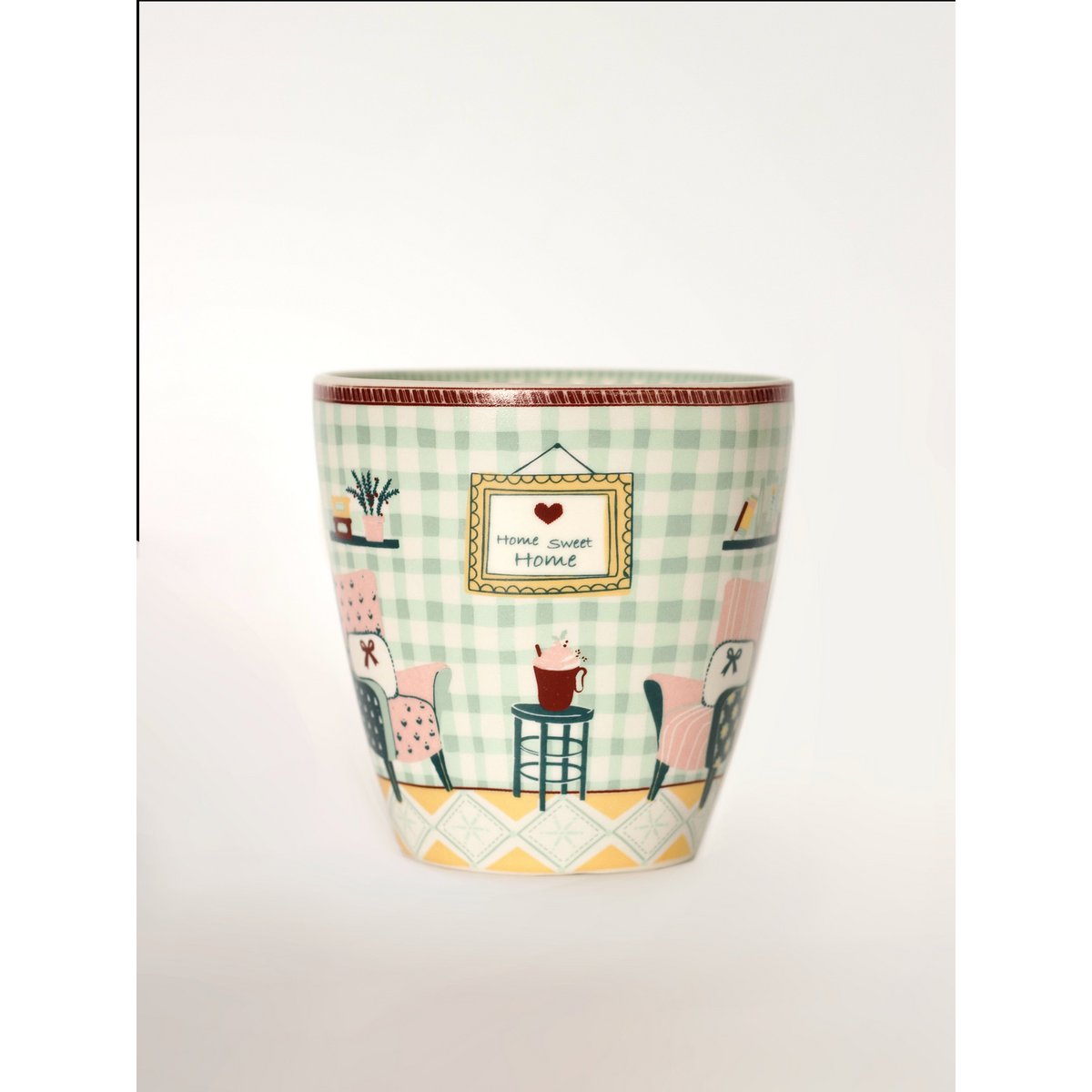 Stoneware Mug - Pastel Checks Interior, 300ml