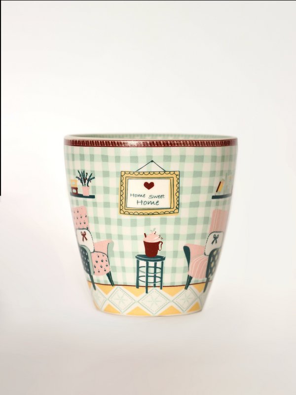 Stoneware Mug - Pastel Checks Interior, 300ml