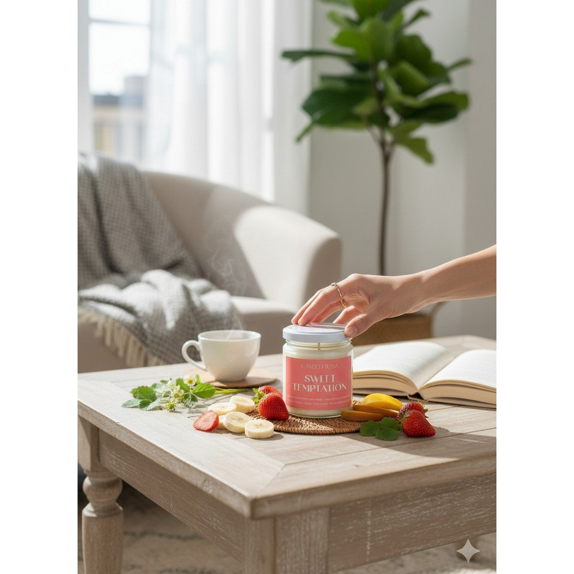 Bougie aromatique banane, fraise et mangue - Sweet Temptation