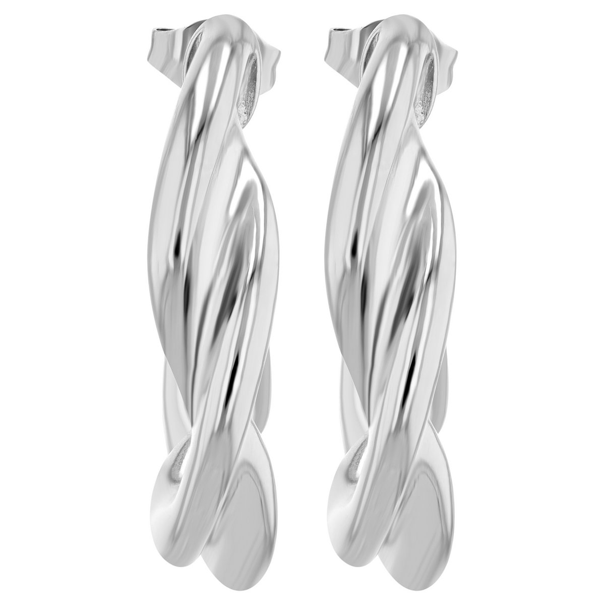 "Verenice" half hoop earrings with buckle closure, silver-colored